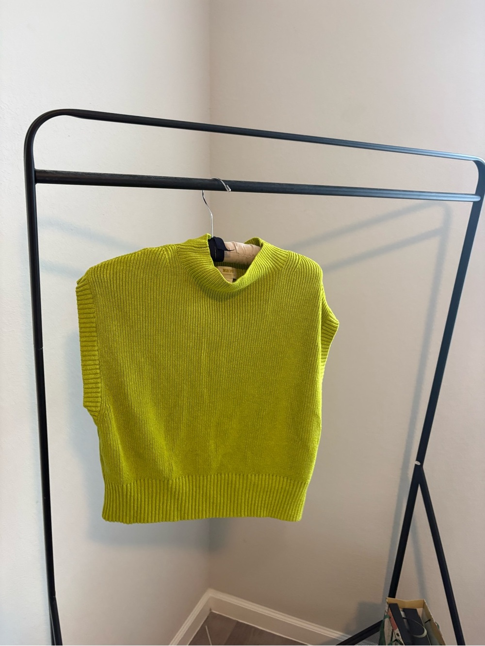 Maeve Lime Green Cowl Neck Knit Sweater Vest